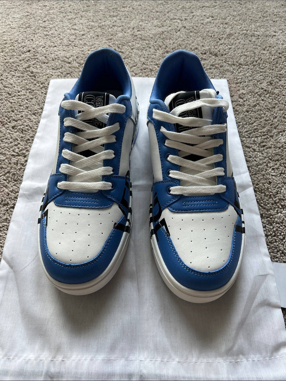 Versace Jeans Men's Blue & White Low-Top Sneakers